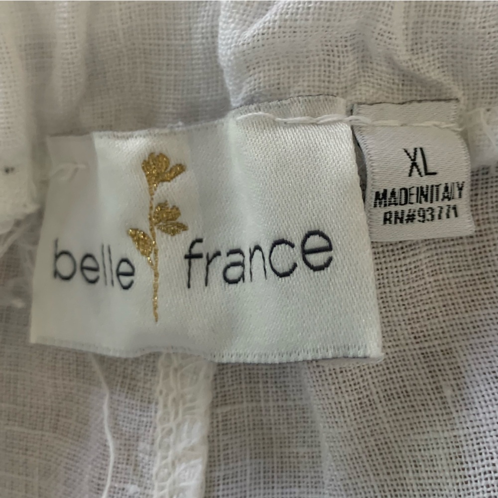 Belle France Made in Italy White Linen Lagenlook Coastal Pull On Pants Sz XL - Picture 3 of 10